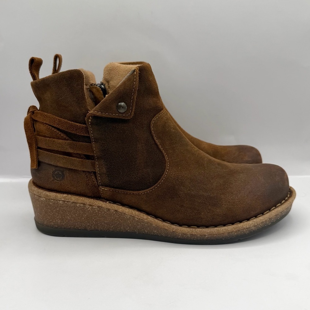 Born Varas Women's Size 9.5 Brown Leather Ankle Boots Side Zipper Comfort - Picture 2 of 11